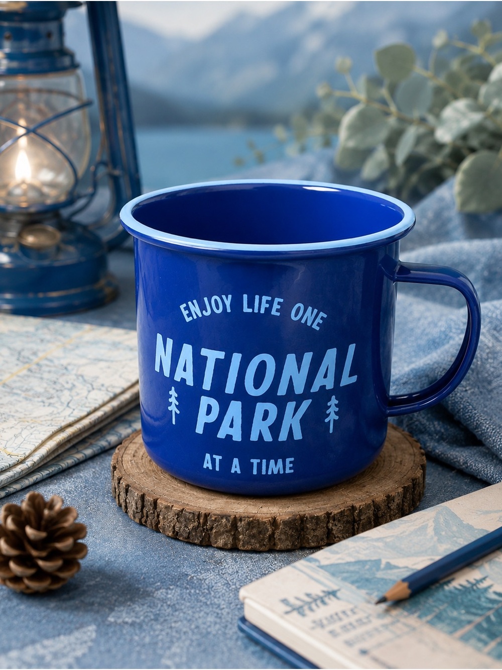 National Park Blue Enamel Camp Mug - Enjoy Life One